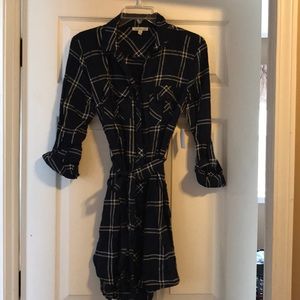 Blue and white button down dress